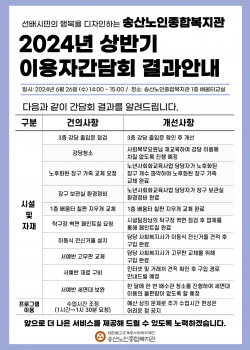 송산노인종합복지관 이용자 간담회 실시
